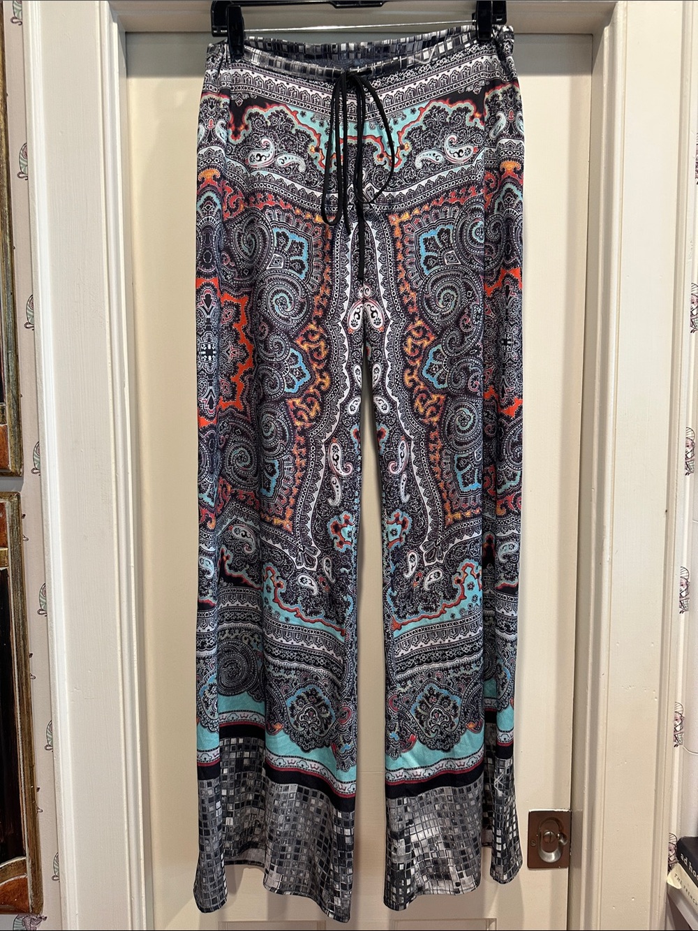 Clover Canyon Black Multi Paisley Wide-Leg Pants